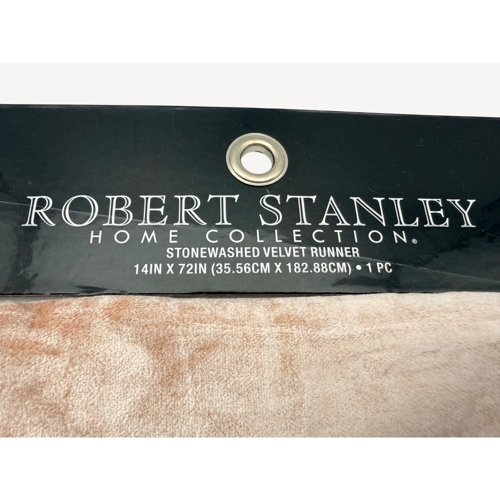 NEW Robert Stanley Home Stonewashed Velvet Table Runner Pink 14x72 - Picture 3 of 8